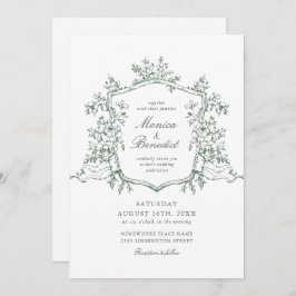 Invitación Elegante Sage Green Rosas Franceses Boda Jardín