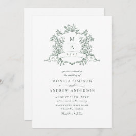 Invitación Elegante Sage Green Rosas Franceses Boda Jardín