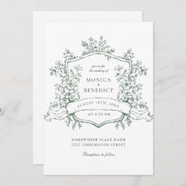 Invitación Elegante Sage Green Rosas Franceses Boda Jardín
