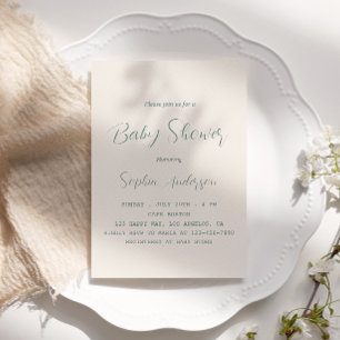 Invitación Elegante Sage Green Script Baby Shower - Minimalis