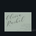Invitación Elegante Sage Green Script Calligraphy Bat Mitzvah<br><div class="desc">Celebre este hito especial con una bella invitación a Bat Mitzvah, que presenta una elegante tipografía con un moderno fondo verde sabio. Perfecto para una celebración elegante y sofisticada, esta invitación marca el tono para un evento significativo y memorable. Personalizar con el nombre de su hija y detalles del evento...</div>