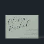 Invitación Elegante Sage Green Script Calligraphy Bat Mitzvah<br><div class="desc">Celebre este hito especial con una bella invitación a Bat Mitzvah, que presenta una elegante tipografía con un moderno fondo verde sabio. Perfecto para una celebración elegante y sofisticada, esta invitación marca el tono para un evento significativo y memorable. Personalizar con el nombre de su hija y detalles del evento...</div>