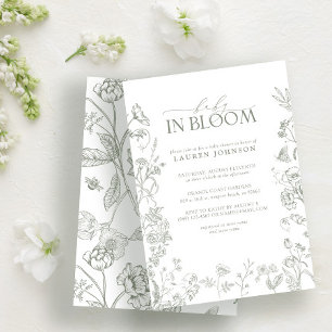 Invitación Elegante Sage Green Victorian Floral Baby In Bloom