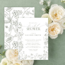Elegante Sage Green Victorian Floral Bridal Shower