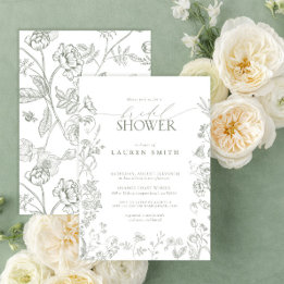Invitación Elegante Sage Green Victorian Floral Bridal Shower