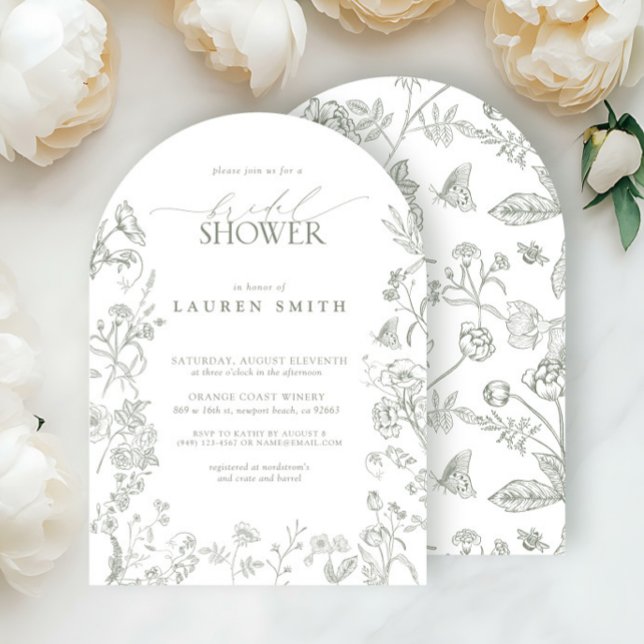 Invitación Elegante Sage Green Victorian Floral Bridal Shower (Subido por el creador)