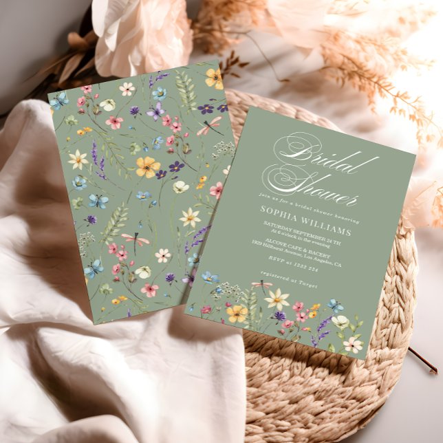 Invitación Elegante Sage Green Wildflower Bridal Shower (Subido por el creador)