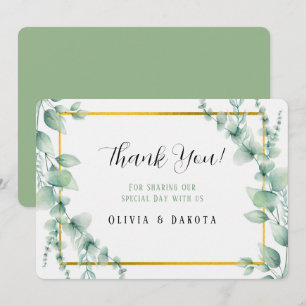 Invitación Elegante Sage Greenerenery Gold Gracias Cartas