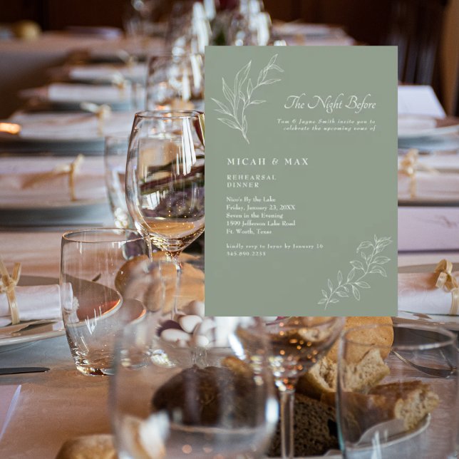 Invitación Elegante Sage La Noche Antes Del Ensayo Del Boda (Subido por el creador)