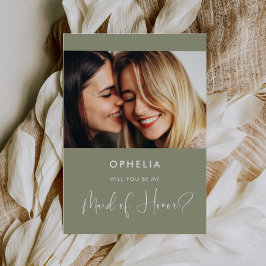 Invitación Elegante sage verde doncella de honor
