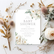 Elegante Sage & White Floral Baby Shower