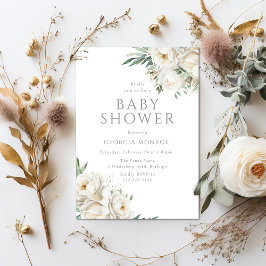 Invitación Elegante Sage & White Floral Baby Shower