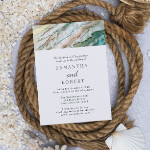 Invitación Elegante Sage y Gold Beach Wedding
