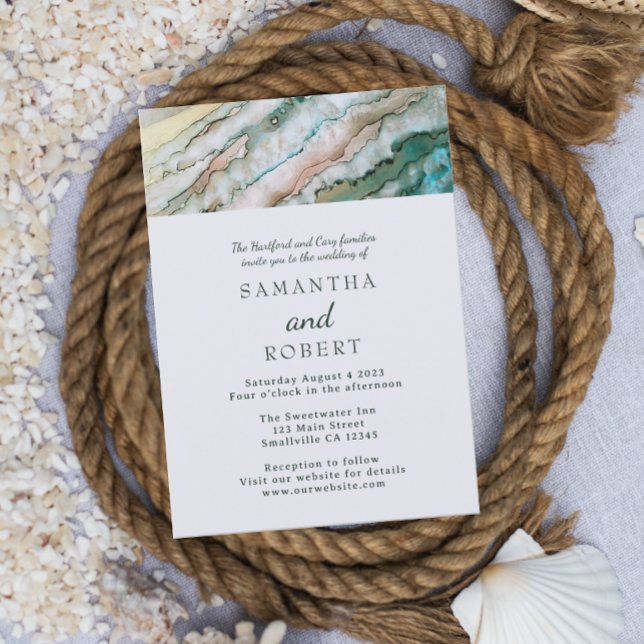 Invitación Elegante Sage y Gold Beach Wedding (Subido por el creador)