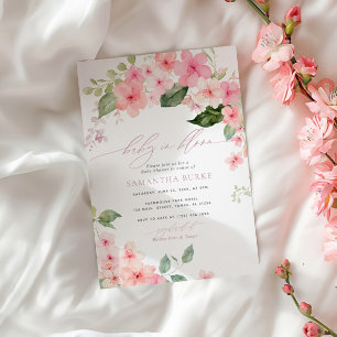 Invitación Elegante Sakura rosa flor bebé en ducha de flores