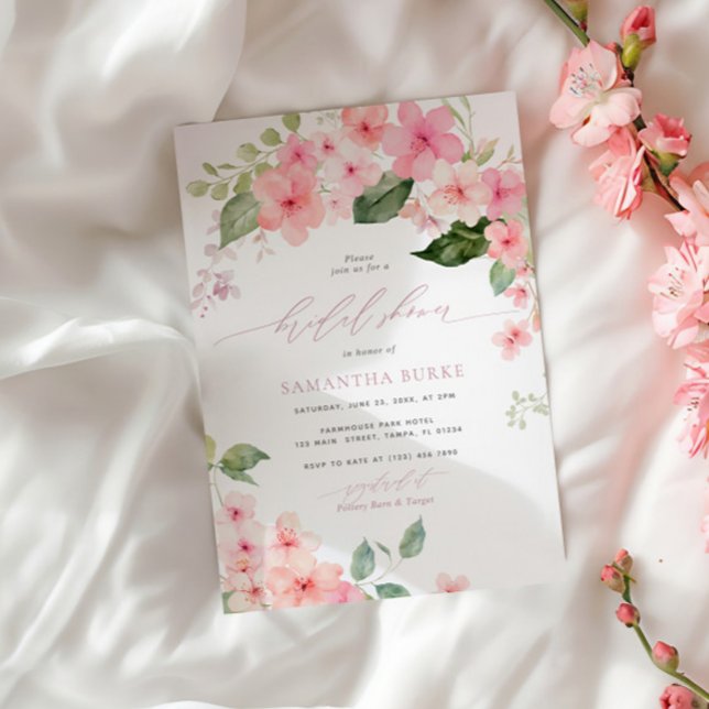 Invitación Elegante Sakura Rosa Flores Bridal Ducha Bridal (Subido por el creador)