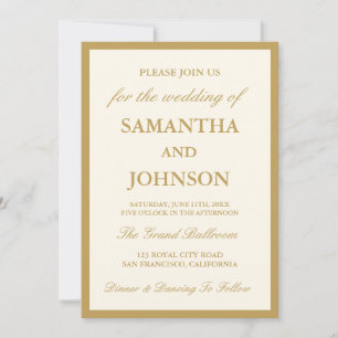 Invitación Elegante Sala de Baile Boda Formal Vintage Marfil