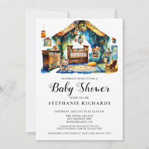 Invitación Elegante sala de guardería de la cuna del boho Bab