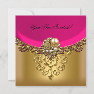 Invitación Elegante salmón dorado para todas las ocasiones