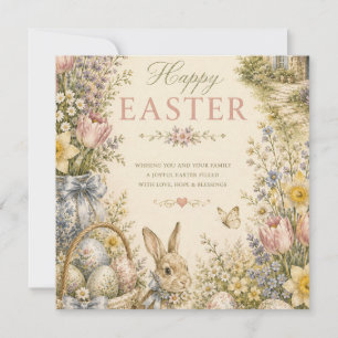 Invitación Elegante saludo de Pascua del campo francés vintag