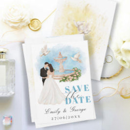 Invitación Elegante salva la fecha con la fuente de novia y n