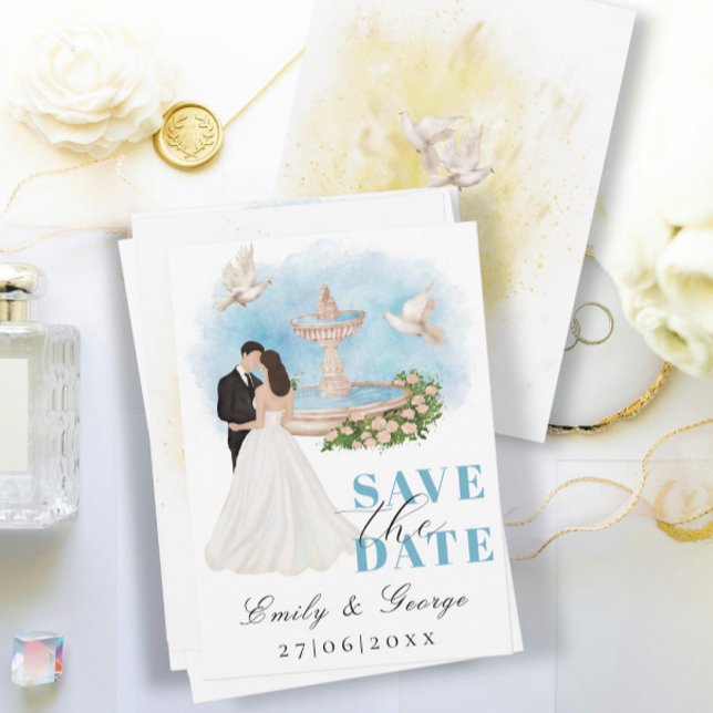 Invitación Elegante salva la fecha con la fuente de novia y n (Subido por el creador)