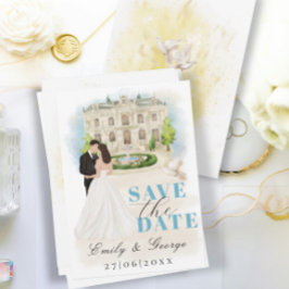Invitación Elegante salva la fecha con la novia y el lugar de