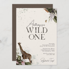 Invitación Elegante salvaje Una acuarela Safari Primer cumple