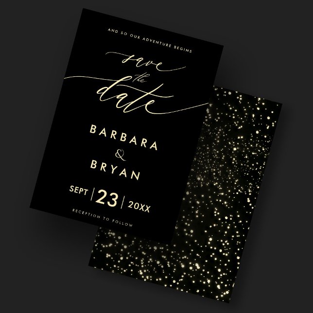 Invitación Elegante Salve La Fecha Lujo Oro Negro (Elegant Save The Date Luxury Black Gold Invitation
)