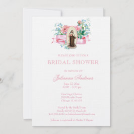 Invitación Elegante San Terés Floral Católica Ducha Bridal