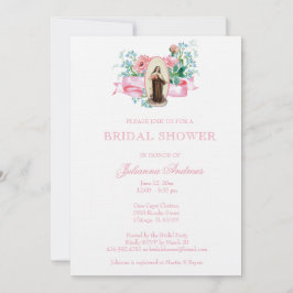Invitación Elegante San Terés Floral Católica Ducha Bridal