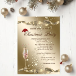 Invitación Elegante, Santa Hat, Fiesta de Navidades de Vidrio