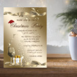 Invitación Elegante, Santa Hat, vidrio, Fiesta de Navidades c<br><div class="desc">Una elegante invitación de fiesta de vacaciones con un ciervo Navidad con sombrero de santa sobre fondo dorado. Estas hermosas invitaciones a Navidades son perfectas para Navidades que invitan a cenar, invitaciones de intercambio de regalos de vacaciones, recaudaciones de fondos para Navidades, invitaciones para fiestas de vacaciones y otros eventos...</div>