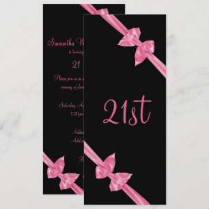 Invitación Elegante satén rosado hace 21 cumpleaños
