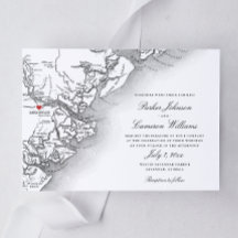 Elegante Savannah Georgia Mapa Boda blanco negro