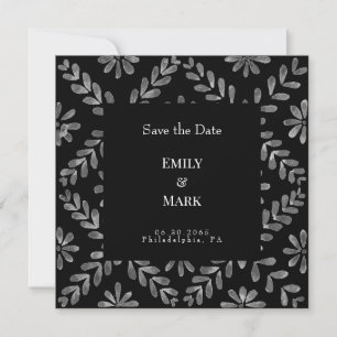 Invitación Elegante Save the Date de Boda en Blanco y Negro