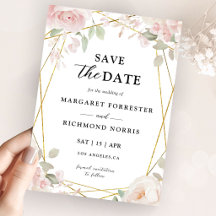 Elegante Save The Date de Boda Rosa y Dorado