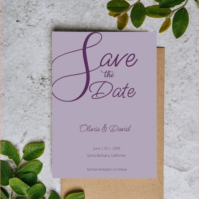 Invitación Elegante Save the Date lila (Subido por el creador)
