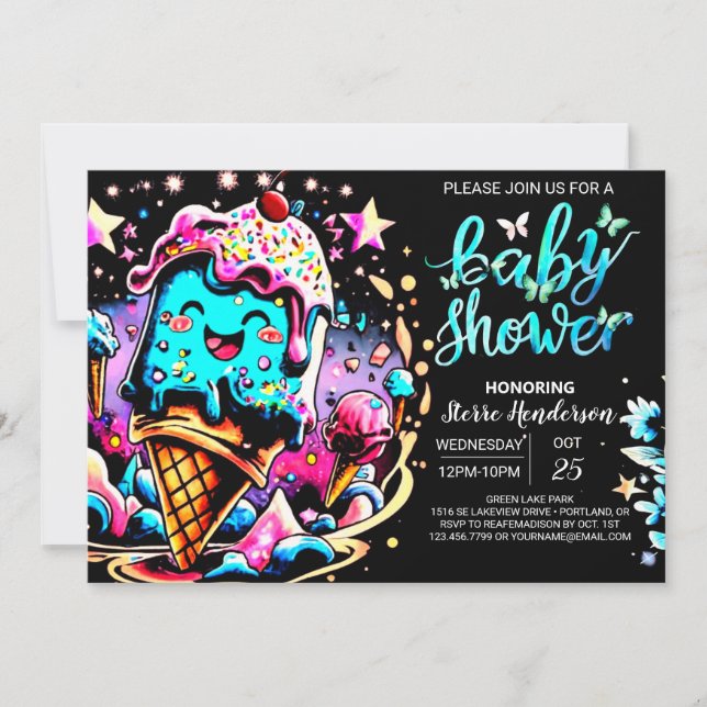 Invitación Elegante Scoop Ice Cream Boy Baby Shower (Anverso)
