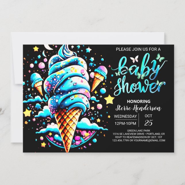 Invitación Elegante Scoop Ice Cream Boy Baby Shower (Anverso)