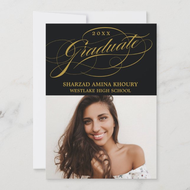 INVITACIÓN ELEGANTE SCRIPT 2 GRADUATE PARTY INVITATION (Anverso)
