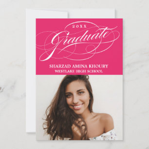 INVITACIÓN ELEGANTE SCRIPT 2 GRADUATE PARTY INVITATION