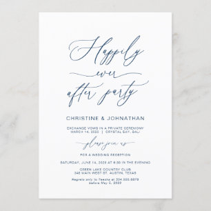 Invitación Elegante Script, Azul Marino, Huida de Boda