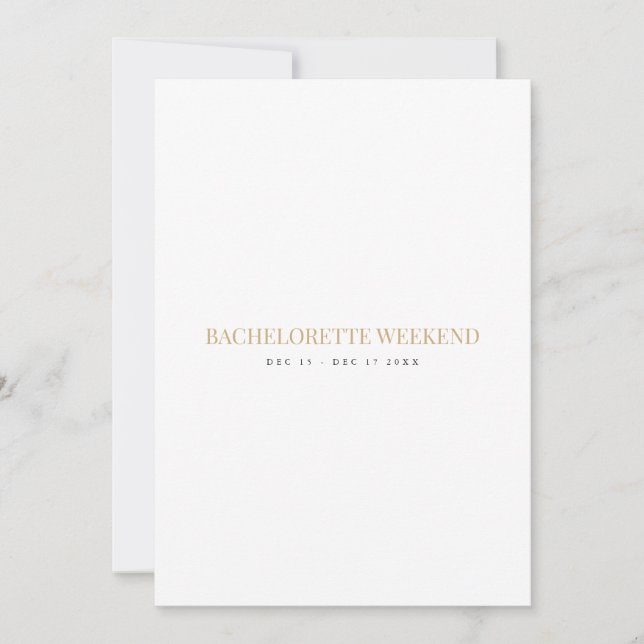 Invitación Elegante Script Bachelorette Weekend Card (Anverso)