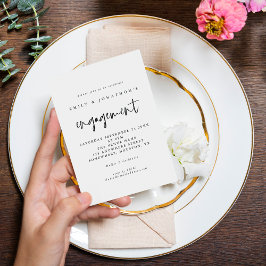 Invitación Elegante Script Black White Engagement Party