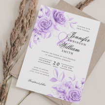 Elegante Script Boda Morado Acuarela Floral