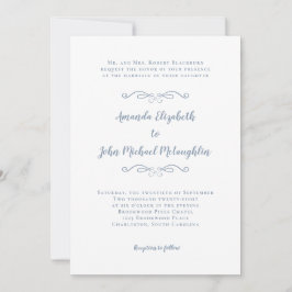 Invitación Elegante Script Clásico Boda formal Dusty Azul