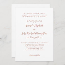 Invitación Elegante Script Clásico Boda formal Rosa Oro