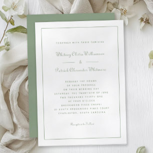 Invitación Elegante Script Clásico Sage Green Bodas Formales