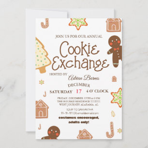 Invitación Elegante Script Cookie Exchange Navidades Fiesta I